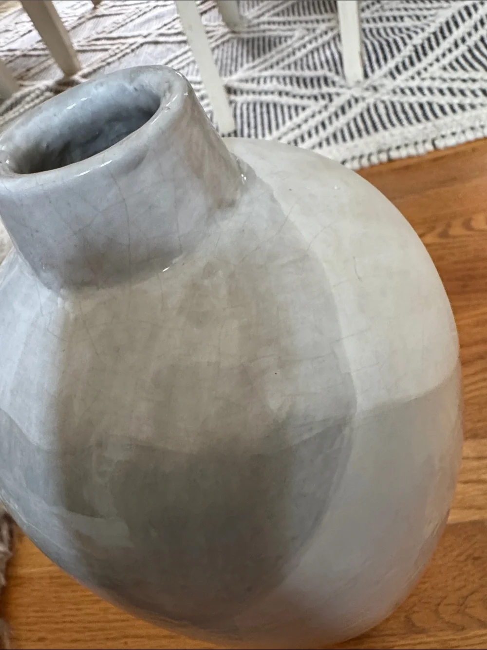 Glossy Gray Ceramic Vase,  14 inches.